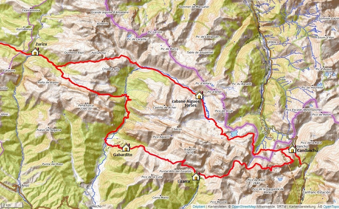 le tracé du GR11 aux portes de  Garazi Baïgorri